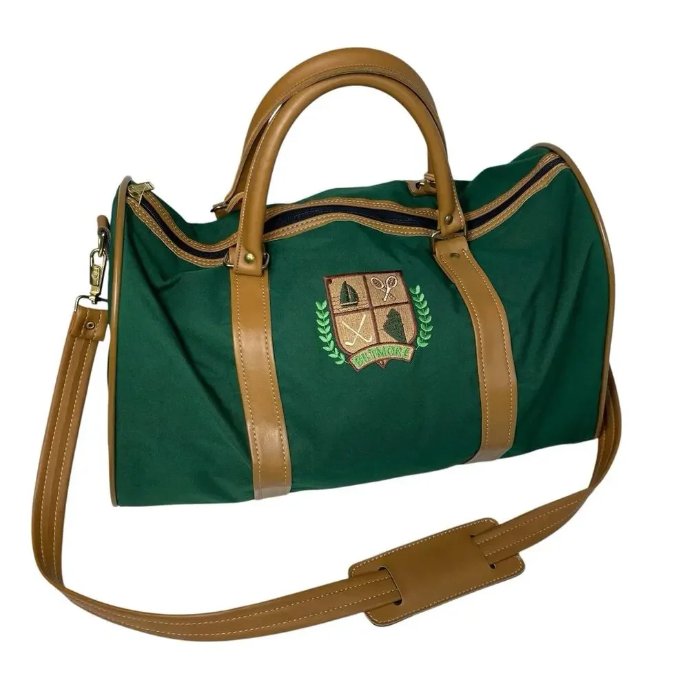 Hot Z Biltmore Golf Duffel Canvas Bag With Strap Green Brown Vintage